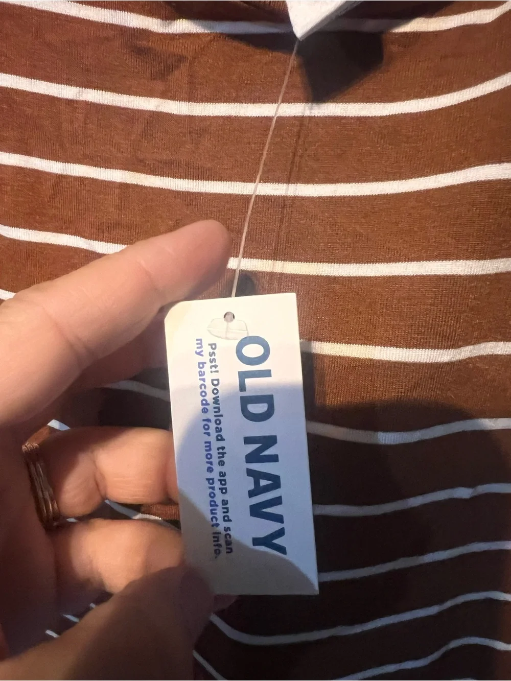 Old Navy Brown and White Striped Long-Sleeve Tee